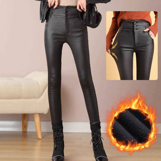 🔥😍¡Buen regalo! Leggings de cuero mate acolchado de 3 botones para mujer