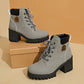 🔥【35-42】 👢✨2025 Novedad para este otoño: Botines de cuña con tacón grueso – modelo retro con cordones para mujer