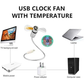Ventilador USB con reloj LED luminoso
