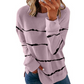 NOVEDADES-49% DE DESCUENTO-Camiseta de manga larga con cuello redondo y estampado de rayas