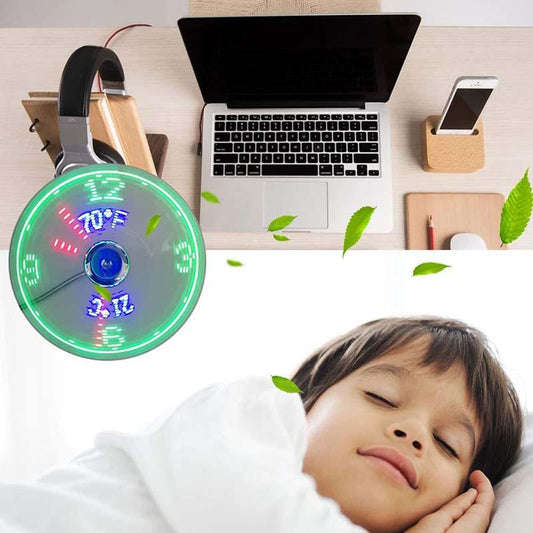 Ventilador USB con reloj LED luminoso