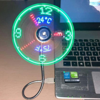 Ventilador USB con reloj LED luminoso