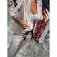 Conjunto de 2 piezas con chaqueta y pantalón de traje informal para mujer