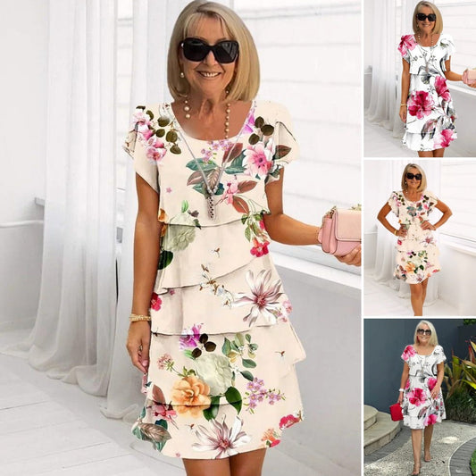 🔥¡Hasta un 50% de descuento!✨️Vestido en cascada con estampado floral multiplanta