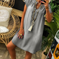 Vestido de mujer de denim con cuello en V y manga corta