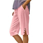 🌸 Estilo y comodidad sin complicaciones: prepárate para la primavera con estos pantalones capri informales de mujer, de color liso y con bolsillos🌿
