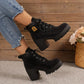🔥【35-42】 👢✨2025 Novedad para este otoño: Botines de cuña con tacón grueso – modelo retro con cordones para mujer