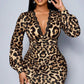 🔥 50% DE DESCUENTO 🔥 Vestido Leopardo para Mujer 🐆✨ | Escote en V, Manga Linterna y Largo Medio 💃 Elegante, Sexy y Favorecedor 🔥