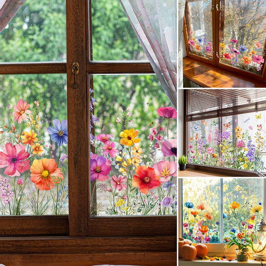 ✨ Pegatina para Ventana con Ramo de Flores de Colores – Decoración Vibrante y Estilo para tu Hogar 💐🖼️