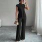 📢⏰ Conjunto de dos piezas compuesto por un elegante top de cuello alto y unos pantalones de pierna ancha