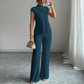 📢⏰ Conjunto de dos piezas compuesto por un elegante top de cuello alto y unos pantalones de pierna ancha