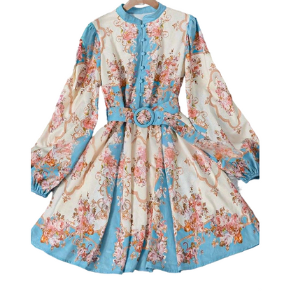 ⏰🔥 ¡50% DE DESCUENTO POR TIEMPO LIMITADO! 🌸 Minivestido romántico de cuello alto con estampado floral: elegancia atemporal y estilo chic sin esfuerzo 🌷✨
