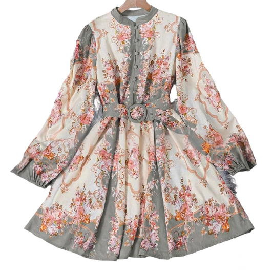 ⏰🔥 ¡50% DE DESCUENTO POR TIEMPO LIMITADO! 🌸 Minivestido romántico de cuello alto con estampado floral: elegancia atemporal y estilo chic sin esfuerzo 🌷✨