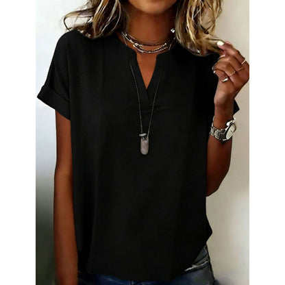 👕✨ Top informal de manga corta y cuello en V para mujer: ligero, favorecedor y versátil, ideal para el día a día y el verano ☀️