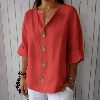 👔 ¡OFERTA RELÁMPAGO 50% DE DESCUENTO! 🍂 Blusa de Mujer Holgada de Botones – Cómoda, Transpirable, Anti-Arrugas y Estilo Versátil ✨
