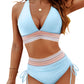💃Urlaubsangebot 49 % RABATT💃Bikini-Sets mit hoher Taille und Bauchkontrolle in Farbblock-Optik