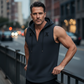 🏋️‍♂️💪 Camiseta sin mangas con capucha para hombre: cuello en V y capucha integrada 🔥