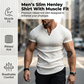 Camisa Henley lisa entallada para hombre