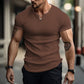 Camisa Henley lisa entallada para hombre