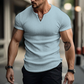 Camisa Henley lisa entallada para hombre