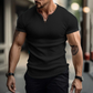 Camisa Henley lisa entallada para hombre