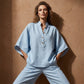 ⏰Conjunto de blusa con cuello alto y pantalones de pierna ancha para mujer