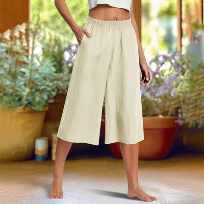 ⏰🔥¡50 % DE DESCUENTO POR TIEMPO LIMITADO! 👖 Pantalones informales de color liso, de corte ancho y largo 3/4: cómodos, elegantes y con un estilo chic sin esfuerzo ✨💃