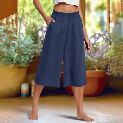 ⏰🔥¡50 % DE DESCUENTO POR TIEMPO LIMITADO! 👖 Pantalones informales de color liso, de corte ancho y largo 3/4: cómodos, elegantes y con un estilo chic sin esfuerzo ✨💃