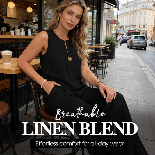💃 Top sin mangas minimalista y pantalones de pierna ancha: elegantes sin esfuerzo, cómodos y perfectos para el día a día ✨🌿