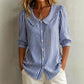🔥Novedades y ofertas especiales: camisa de rayas con botones para ir al trabajo en verano