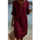 👗🌸Vestido midi de mujer de color liso con mangas con volantes
