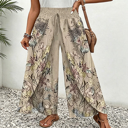 🌷🎉Pantalones anchos estampados con cordón para mujer