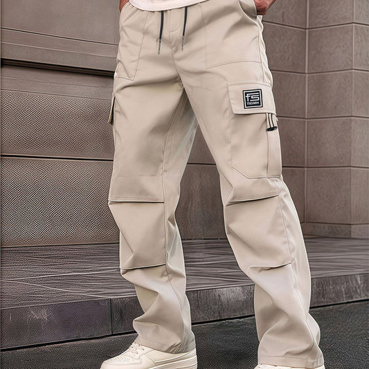 Pantalones de trabajo de corte recto y con múltiples bolsillos para hombre