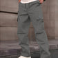 Pantalones de trabajo de corte recto y con múltiples bolsillos para hombre