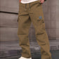 Pantalones de trabajo de corte recto y con múltiples bolsillos para hombre