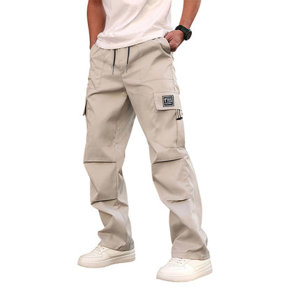 Pantalones de trabajo de corte recto y con múltiples bolsillos para hombre