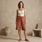 (S-4XL) Pantalones capri informales con cordón para mujer