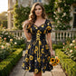 🔥Vestido de mujer con estampado y mangas abullonadas