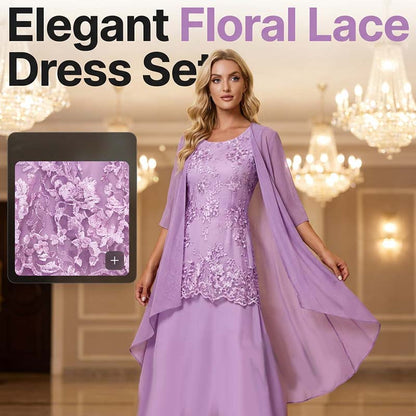 Conjunto de vestido de fiesta hasta la rodilla y cárdigan para mujer