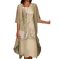 Conjunto de vestido de fiesta hasta la rodilla y cárdigan para mujer
