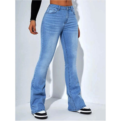 ⏰🔥¡50 % DE DESCUENTO POR TIEMPO LIMITADO! 👖 Vaqueros acampanados elásticos de cintura alta para mujer: corte favorecedor, cómodos y perfectos para looks informales o elegantes ✨💃