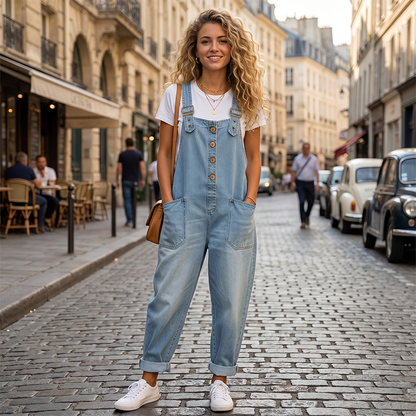 ⏰🔥 ¡50% DE DESCUENTO POR TIEMPO LIMITADO! 👖🌿 Peto Vaquero Holgado para Mujer – Cómodo, Casual y con Bolsillos Prácticos ✨💖