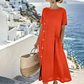 Vestido midi informal de mujer con botones irregulares
