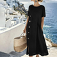Vestido midi informal de mujer con botones irregulares