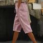 Pantalones capri de verano para mujer con detalles de encaje calado
