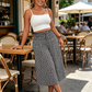 Pantalones capri de cintura alta y pierna ancha con fruncidos para mujer