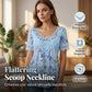 Camiseta de mujer con cuello redondo y ribete de encaje
