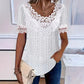 Camiseta de mujer con cuello redondo y ribete de encaje