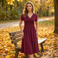 Vestido plisado con escote en V y cruce delantero para mujer