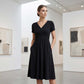 Vestido plisado con escote en V y cruce delantero para mujer